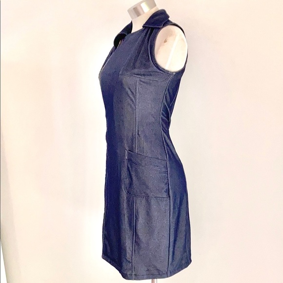 Denim-look stretch sleeveless shirt dress by MNG ( Mango) Size M - Picture 5 of 10